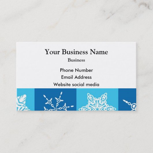 青の抽象的な雪片 名刺 (正面)