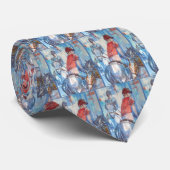 青の抽象的な馬およびライダーの水彩画の芸術 ネクタイ (ロール)