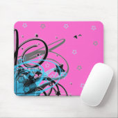 青の抽象芸術はピンクの背景で渦巻きます マウスパッド (マウス)