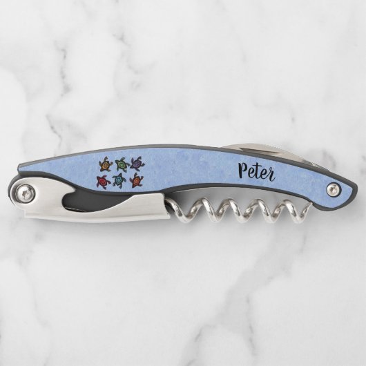 青の抽象芸術カラフルの貝殻のグループ ソムリエナイフ (正面)