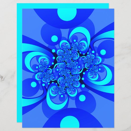青の抽象芸術フラクタルアートモダンの濃淡 (正面/裏面)