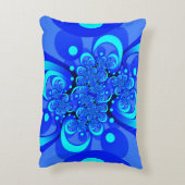青の抽象芸術フラクタルアートモダンの濃淡 アクセントクッション (裏面(縦))