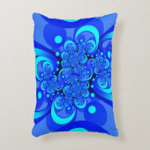 青の抽象芸術フラクタルアートモダンの濃淡 アクセントクッション (正面(垂直))