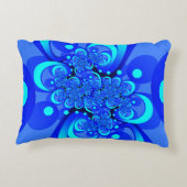 青の抽象芸術フラクタルアートモダンの濃淡 アクセントクッション (裏面)