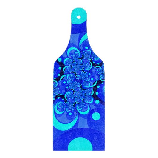 青の抽象芸術フラクタルアートモダンの濃淡 カッティングボード (正面)