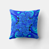 青の抽象芸術フラクタルアートモダンの濃淡 クッション (裏面)