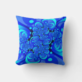 青の抽象芸術フラクタルアートモダンの濃淡 クッション