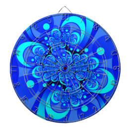 青の抽象芸術フラクタルアートモダンの濃淡 ダーツボード