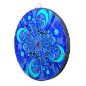 青の抽象芸術フラクタルアートモダンの濃淡 ダーツボード (正面右)