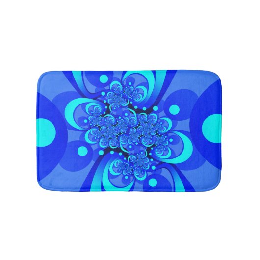 青の抽象芸術フラクタルアートモダンの濃淡 バスマット (正面)