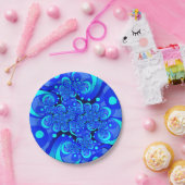 青の抽象芸術フラクタルアートモダンの濃淡 ペーパープレート (パーティー)