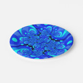 青の抽象芸術フラクタルアートモダンの濃淡 ペーパープレート (アングル)