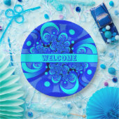 青の抽象芸術フラクタルアートモダンの濃淡 ペーパープレート (パーティー)