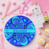 青の抽象芸術フラクタルアートモダンの濃淡 ペーパープレート (パーティー)