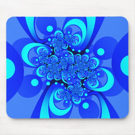 青の抽象芸術フラクタルアートモダンの濃淡 マウスパッド (正面)