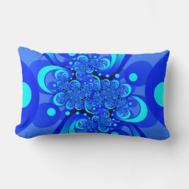 青の抽象芸術フラクタルアートモダンの濃淡 ランバークッション