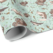 青の文字 ラッピングペーパー (ロールコーナー)