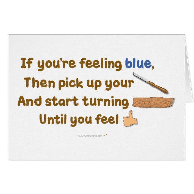 青の斜めのWoodturningの詩 (正面横)