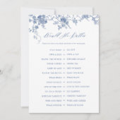 青の方が彼女はブライダルシャワーのゲームカード 招待状 (正面)