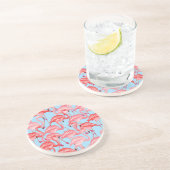 青の明るいピンクのフラミンゴ コースター (側面)