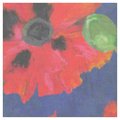 青の明るく赤くおよび黒いオニゲシ ファブリック (クローズアップ)