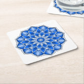 青の曼荼羅 スクエアペーパーコースター (アングル)
