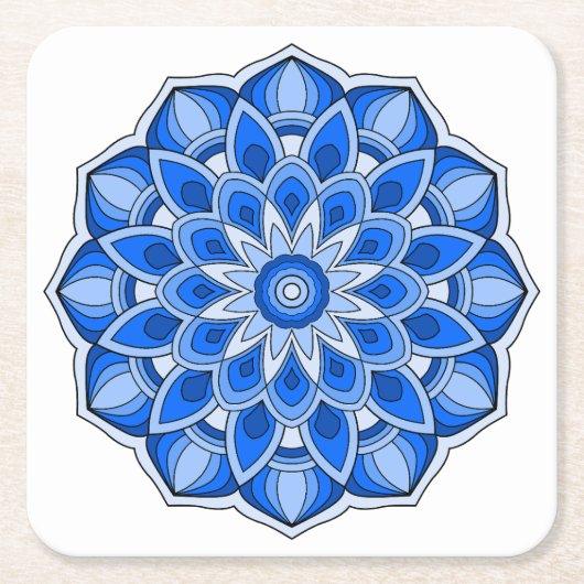 青の曼荼羅 スクエアペーパーコースター (正面)