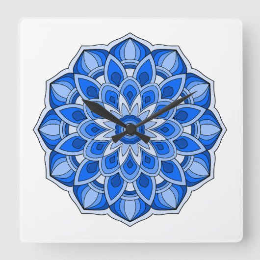 青の曼荼羅 スクエア壁時計 (正面)