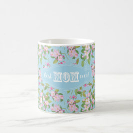 青の最も最高のなお母さんのピンクのAppleの花の花柄 コーヒーマグカップ