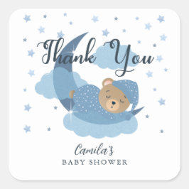 青の月の上に眠る熊ありがとう スクエアシール