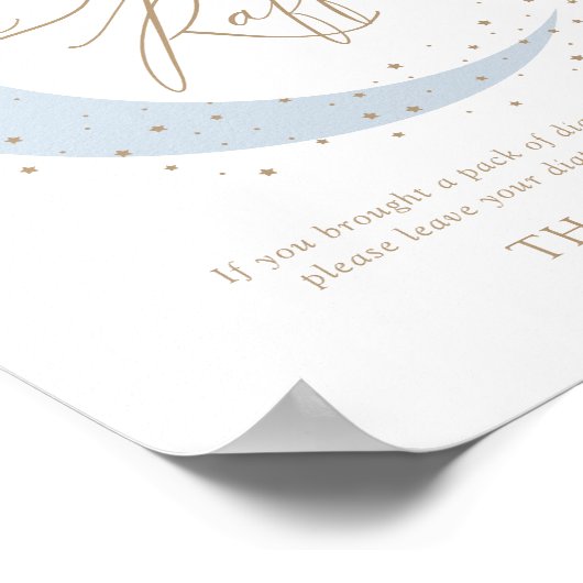 青の月の上に赤ちゃんシャワーおむつラッフルサイン ポスター (角)