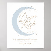 青の月の上に赤ちゃんシャワーおむつラッフルサイン ポスター (正面)