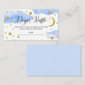 青の月の上に赤ちゃんシャワーおむつラッフル エンクロージャーカード (正面/裏面)