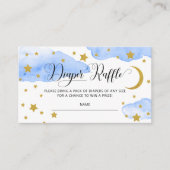 青の月の上に赤ちゃんシャワーおむつラッフル エンクロージャーカード (正面)