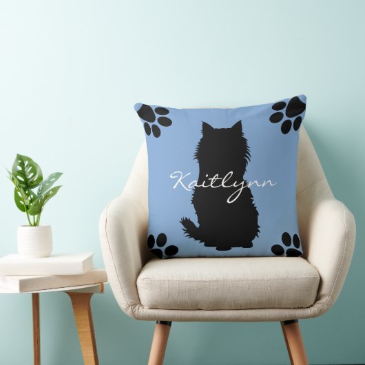 青の柔らかい黒猫そして足 クッション (椅子)