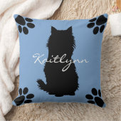 青の柔らかい黒猫そして足 クッション (ブランケット)