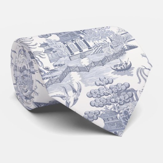 青の柳（灰色） ネクタイ (ロール)