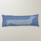 青の格子縞のダックスフント ボディピロー (裏面)