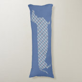 青の格子縞のダックスフント ボディピロー (正面縦)