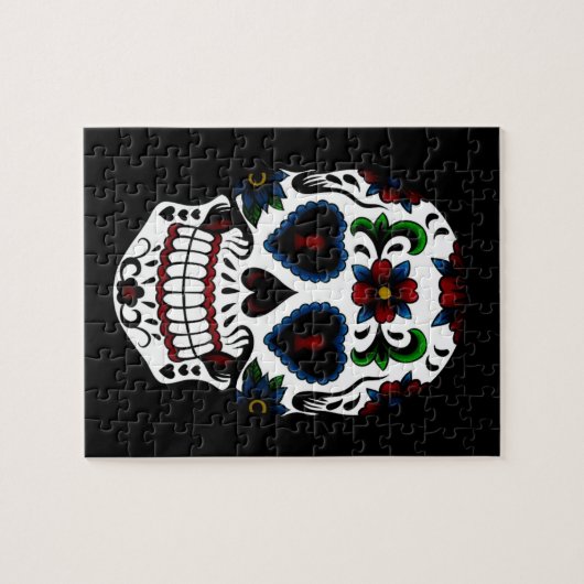 青の死んだ砂糖のスカルの日 ジグソーパズル (横)