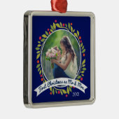 青の氏及びPhoto |夫人のリースとして初めてのクリスマス メタルオーナメント (右)