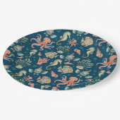 青の水中の生物 ペーパープレート (アングル)