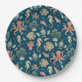 青の水中の生物 ペーパープレート (正面)