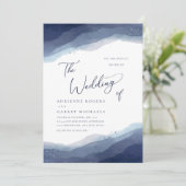 青の水彩ウェディング 招待状 (スタンド正面)