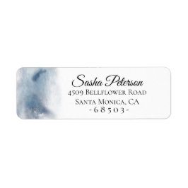 青の水彩ウォッシュ ラベル