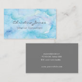 青の水彩テクスチャの名色彩の鮮やか刺(名刺) 名刺 (正面/裏面)