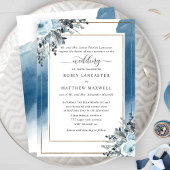 青の水色と青のフローラ、親ホスティング 招待状