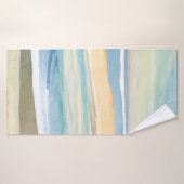 青の波 | 海岸の水彩画 バスタオル (バスタオル)