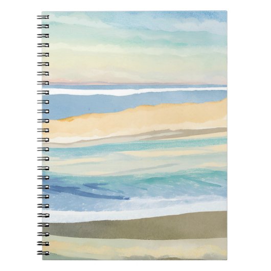 青の波 | 海辺の水彩画 ノートブック (正面)