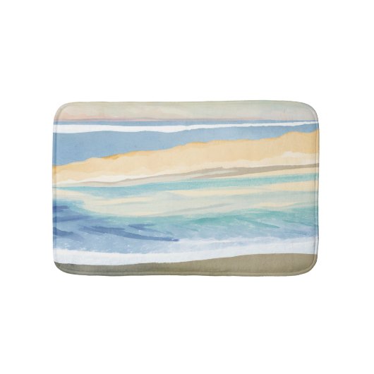 青の波 | 海辺の水彩画 バスマット (正面)